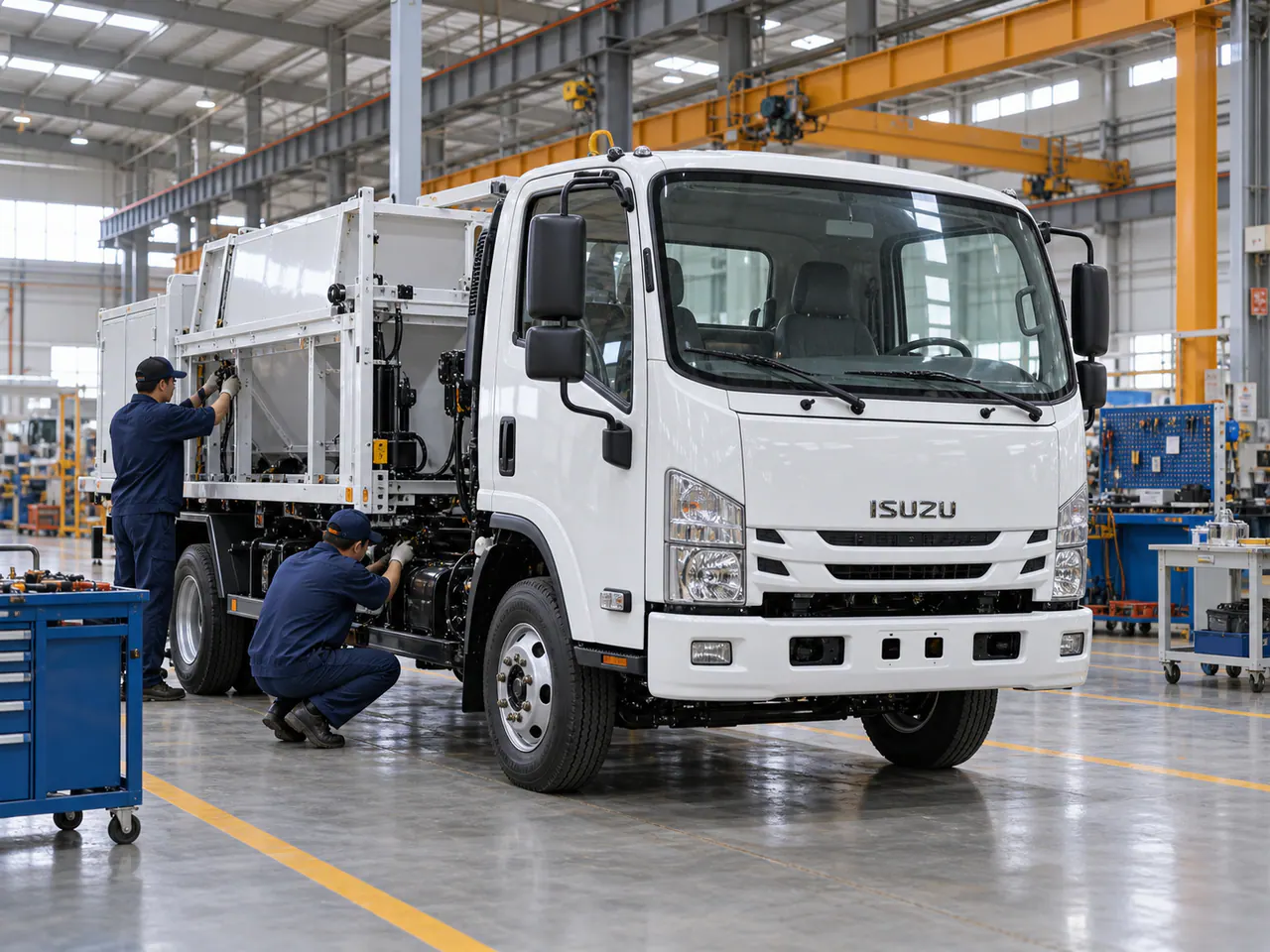 Assembly workshop at the Suizhou manufacturing base supporting custom truck projects
